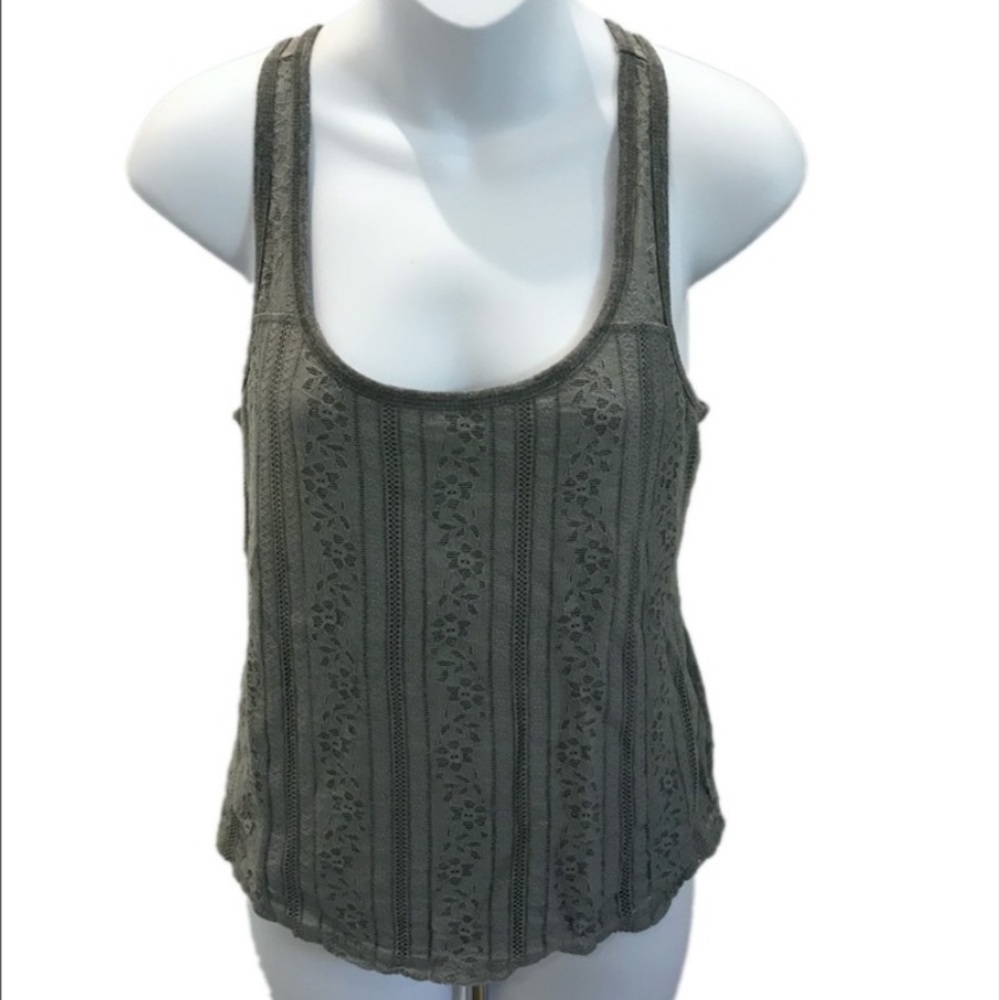 Hollister Gray Lace Racerback Tank